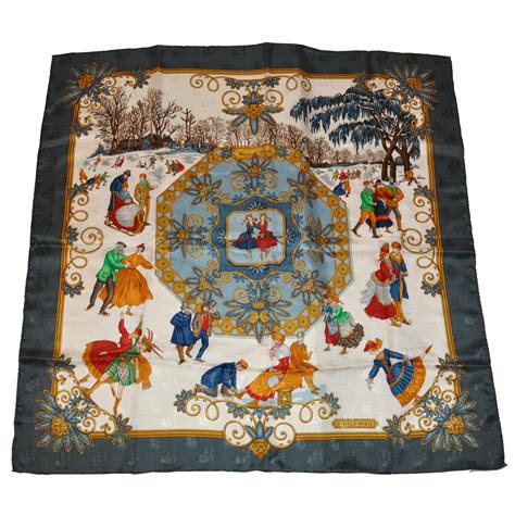 hermes winter scene scarf|Hermes silk and cashmere shawl.